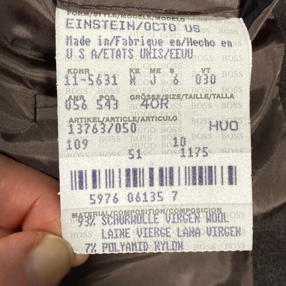 Hugo Boss Einstein Blazer 40R Men Micro Pattern Stretch Virgin Wool USA 3-Button - Picture 7 of 10